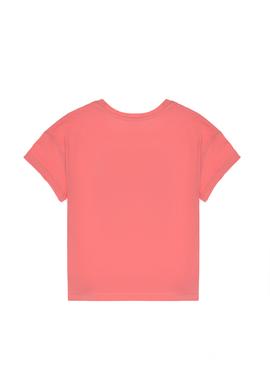 Kız Çocuk Pembe Bisiklet Yaka Çiçek Baskılı Pamuk Tişört - 50306187008