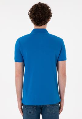 Erkek Slim Fit Polo Yaka Kobalt Mavi Basic Tişört - 50305929336