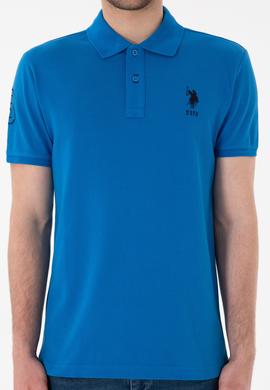 Erkek Slim Fit Polo Yaka Kobalt Mavi Basic Tişört - 50305929336