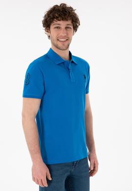 Erkek Slim Fit Polo Yaka Kobalt Mavi Basic Tişört - 50305929336