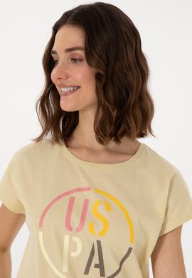 Kadın Açık Haki Bisiklet Yaka Tişört - 50305745008