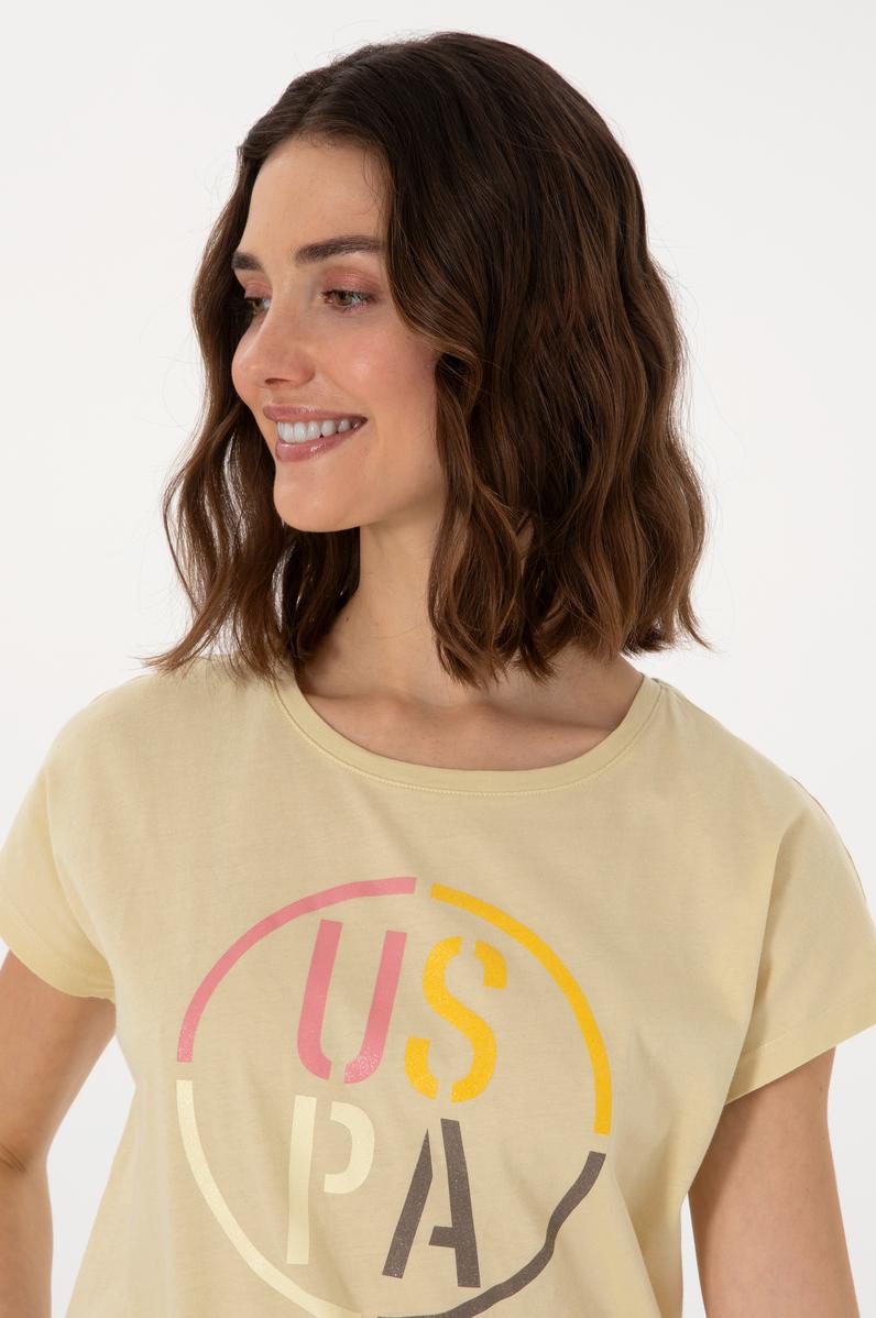 Kadın Açık Haki Bisiklet Yaka Tişört