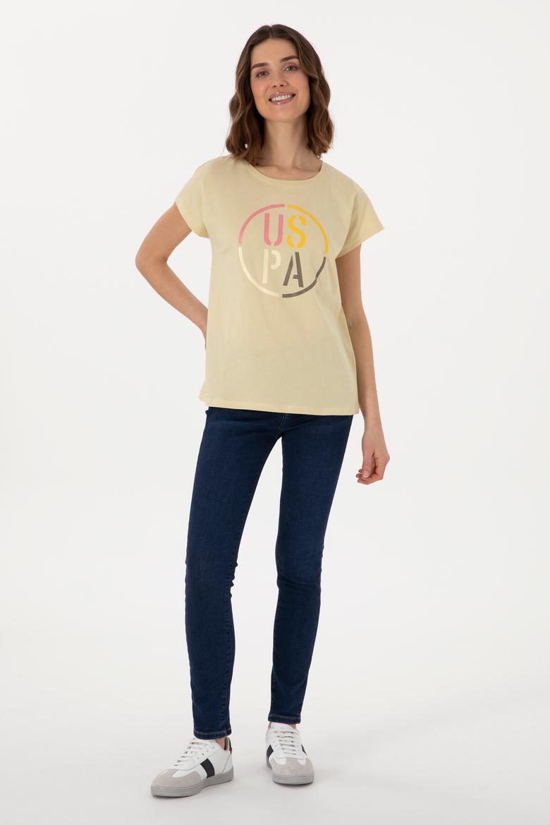 Kadın Açık Haki Bisiklet Yaka Tişört - 50305745008