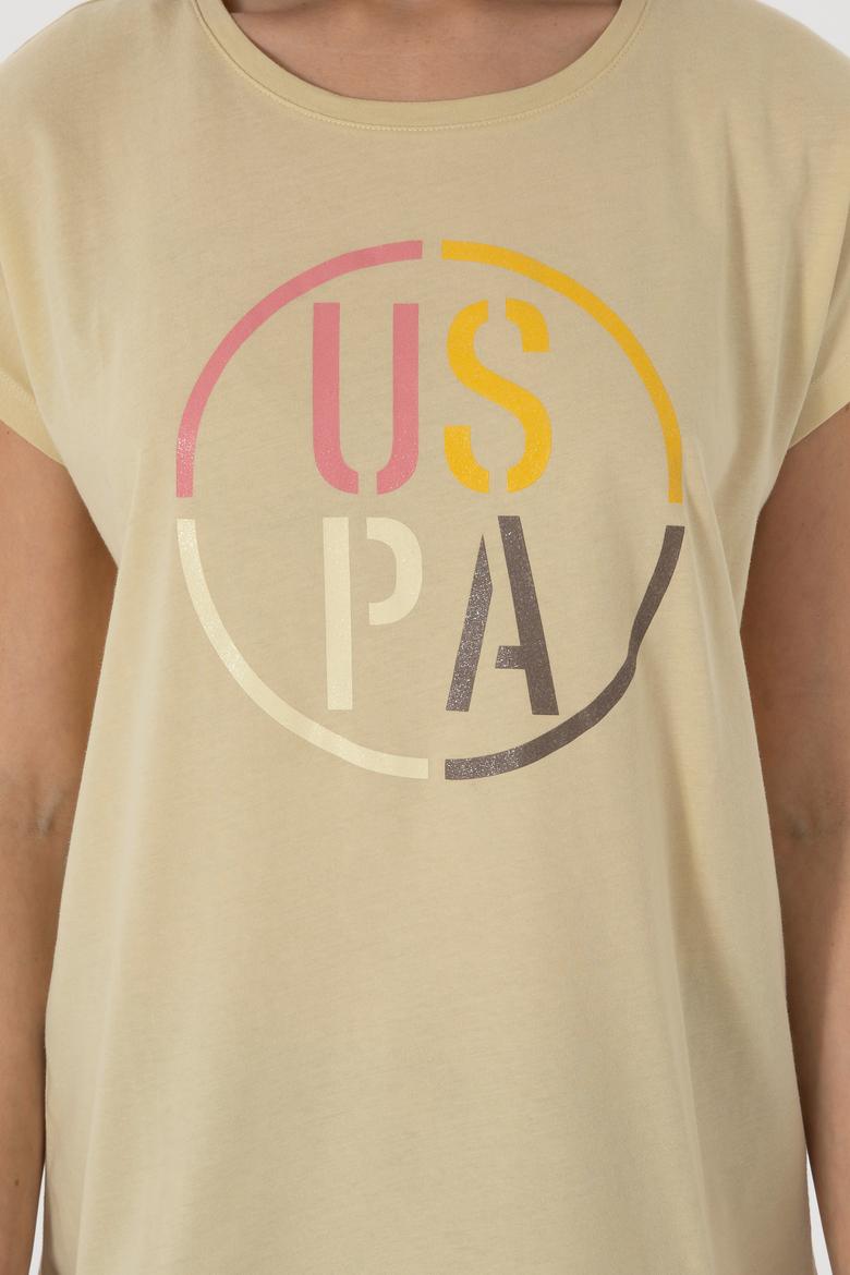 Kadın Açık Haki Bisiklet Yaka Tişört - 50305745008