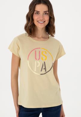 Kadın Açık Haki Bisiklet Yaka Tişört - 50305745008