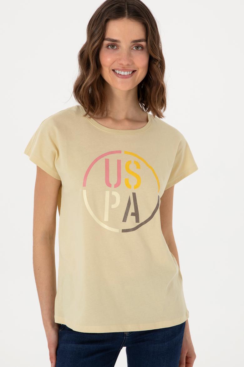 Kadın Açık Haki Bisiklet Yaka Tişört - 50305745008