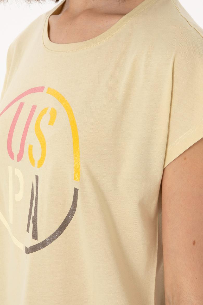 Kadın Açık Haki Bisiklet Yaka Tişört - 50305745008