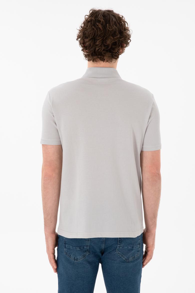Erkek Regular Fit Polo Yaka Açık Gri Basic Tişört - 50306007403