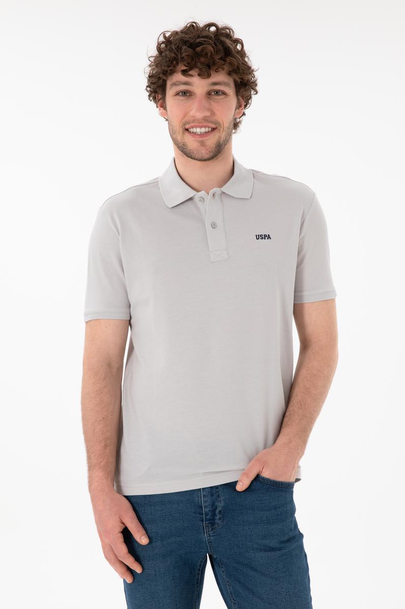 Erkek Regular Fit Polo Yaka Açık Gri Basic Tişört