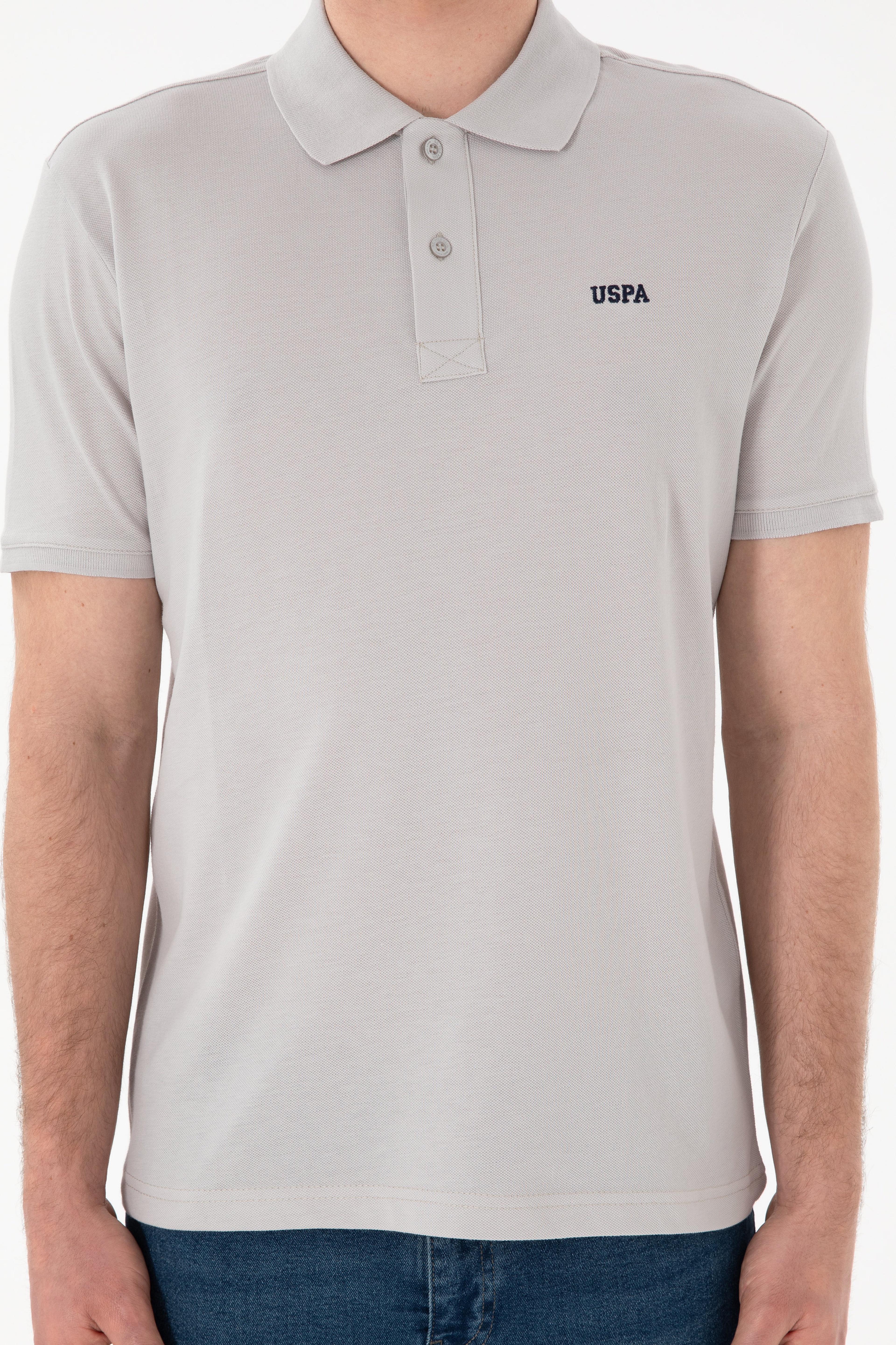 Erkek Regular Fit Polo Yaka Açık Gri Basic Tişört - Image 7