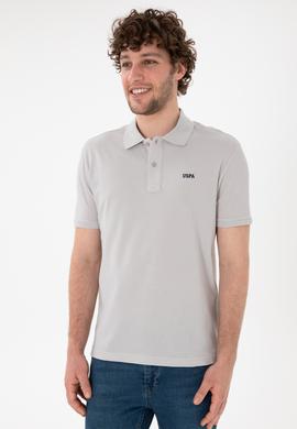 Erkek Regular Fit Polo Yaka Açık Gri Basic Tişört - 50306007403