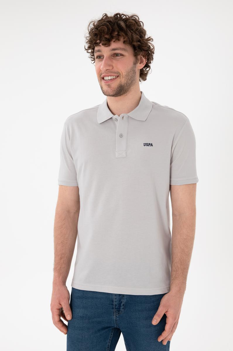Erkek Regular Fit Polo Yaka Açık Gri Basic Tişört