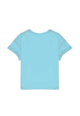 Kız Çocuk Aqua Bisiklet Yaka Çiçek Baskılı Pamuk Tişört - 50306167005