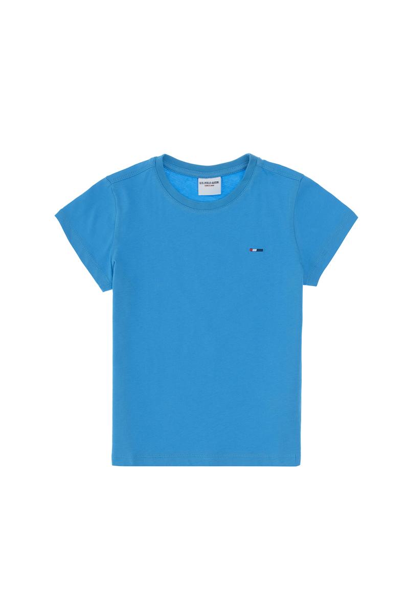 Erkek Çocuk Turkuaz Basic Bisiklet Yaka Tişört