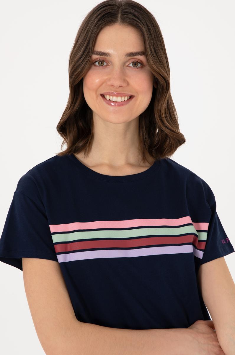 Kadın Lacivert Bisiklet Yaka Tişört