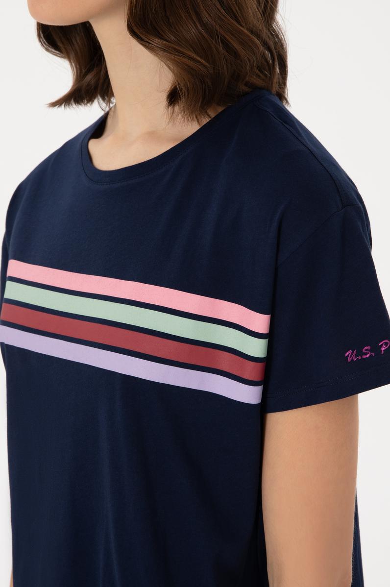 Kadın Lacivert Bisiklet Yaka Tişört