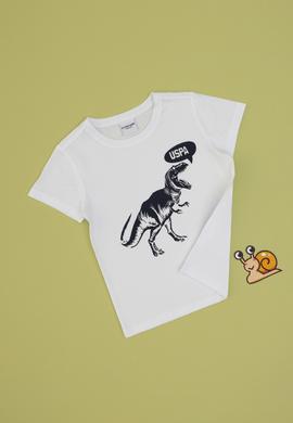 Erkek Çocuk Beyaz Bisiklet Yaka Tişört - 50307200036