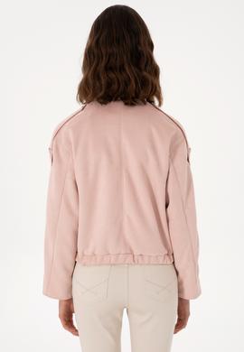 Kadın Açık Pembe Deri Ceket - 50307410009