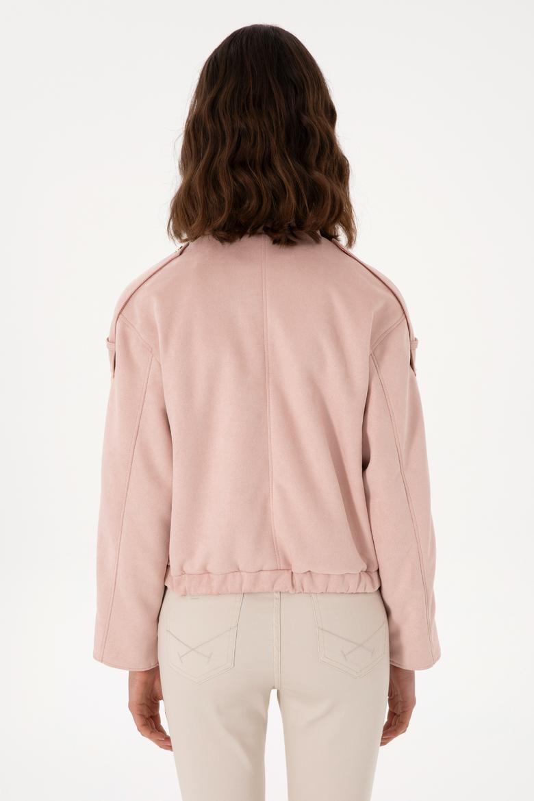 Kadın Açık Pembe Deri Ceket - 50307410009