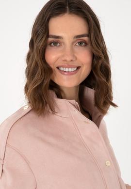 Kadın Açık Pembe Deri Ceket - 50307410009