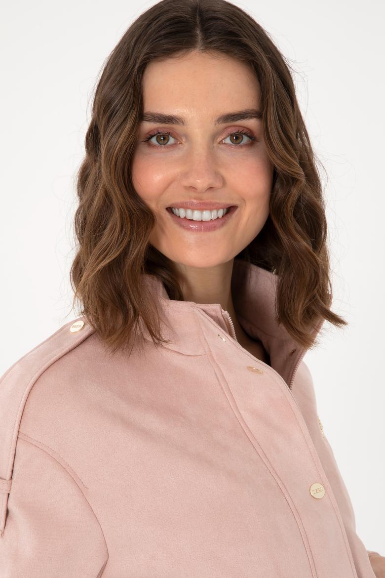 Kadın Açık Pembe Deri Ceket - 50307410009