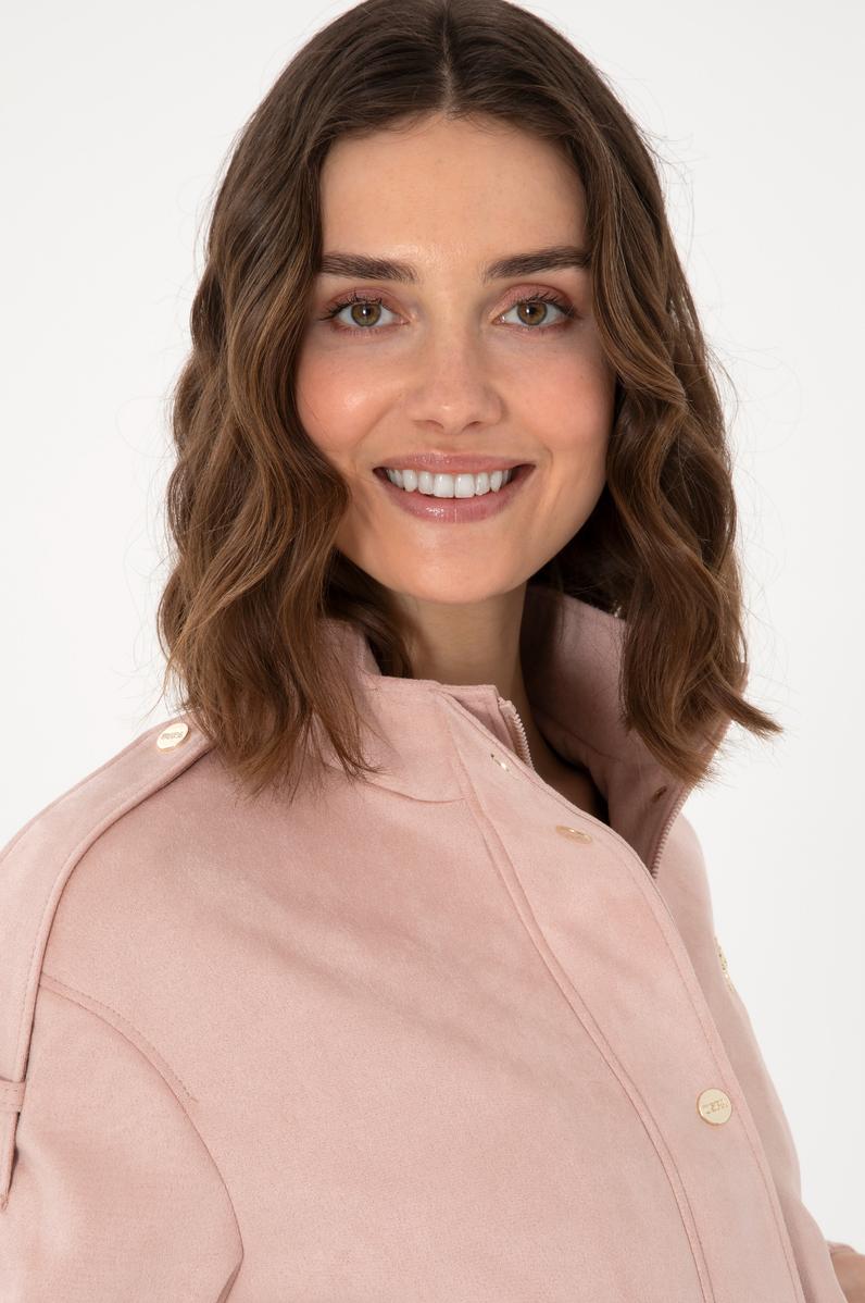 Kadın Açık Pembe Deri Ceket
