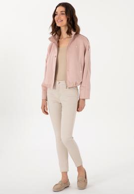 Kadın Açık Pembe Deri Ceket - 50307410009