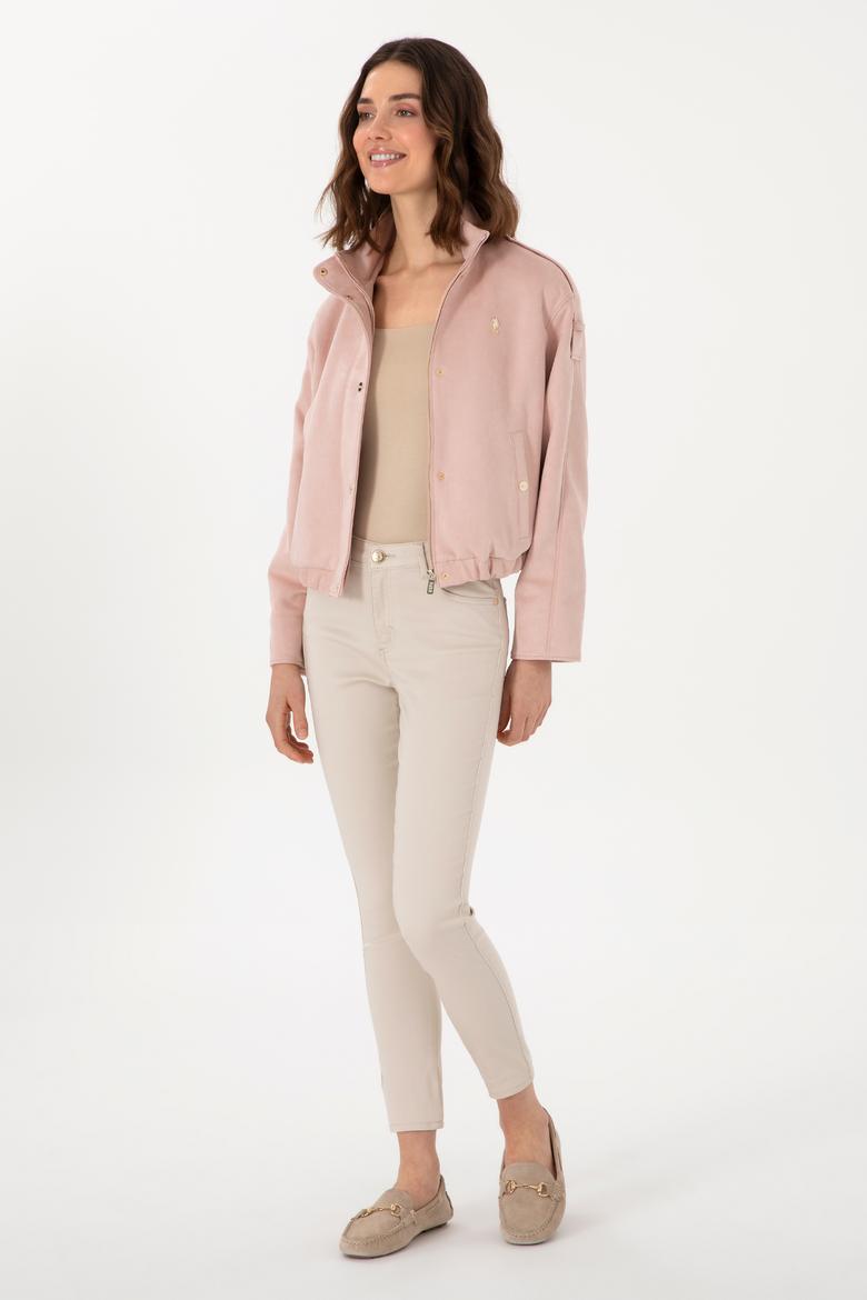 Kadın Açık Pembe Deri Ceket - 50307410009