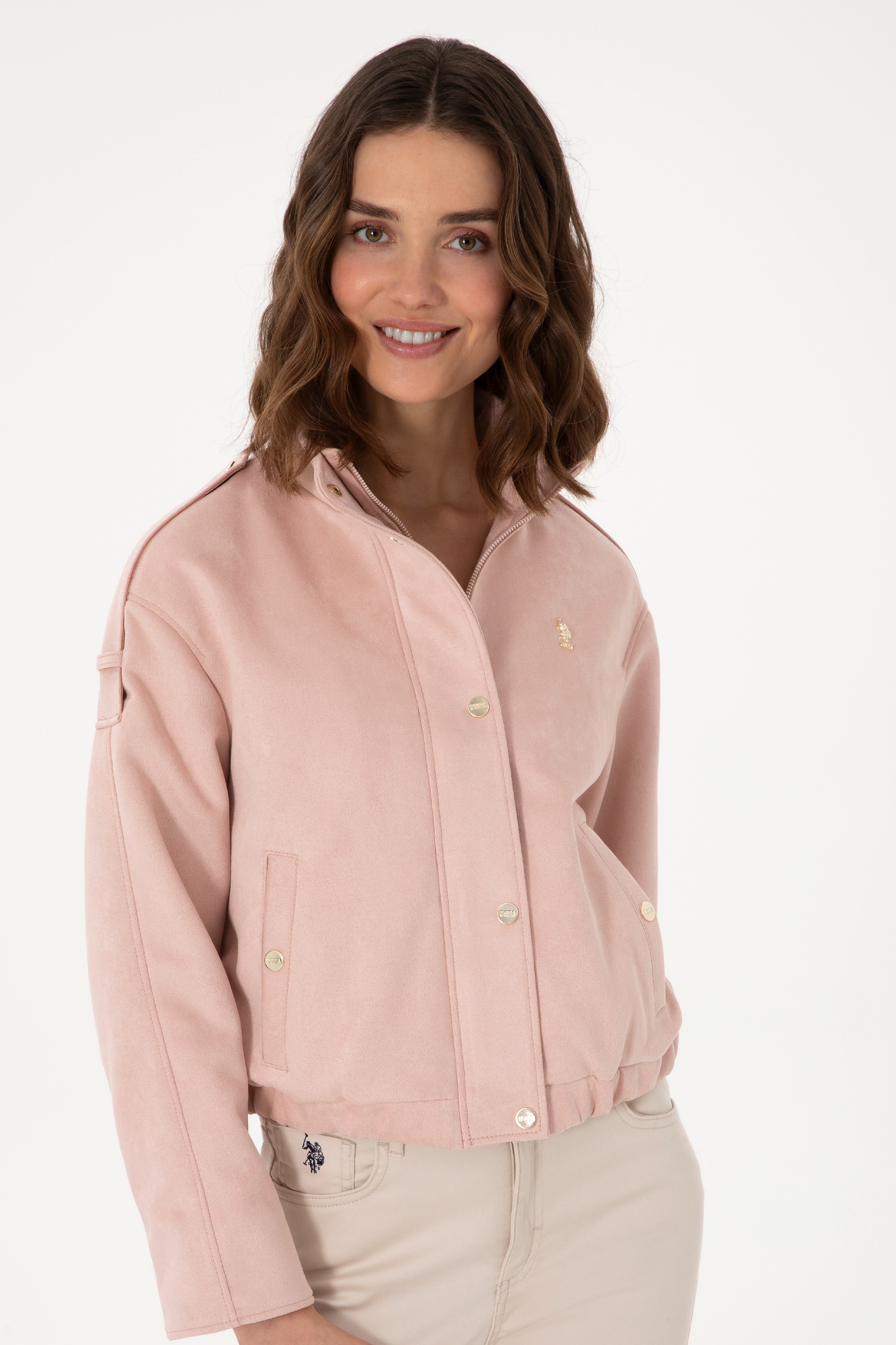 Kadın Açık Pembe Deri Ceket - Image 3