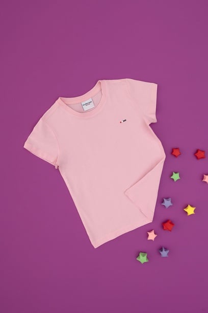 Erkek Çocuk Açık Pembe Basic Bisiklet Yaka Tişört