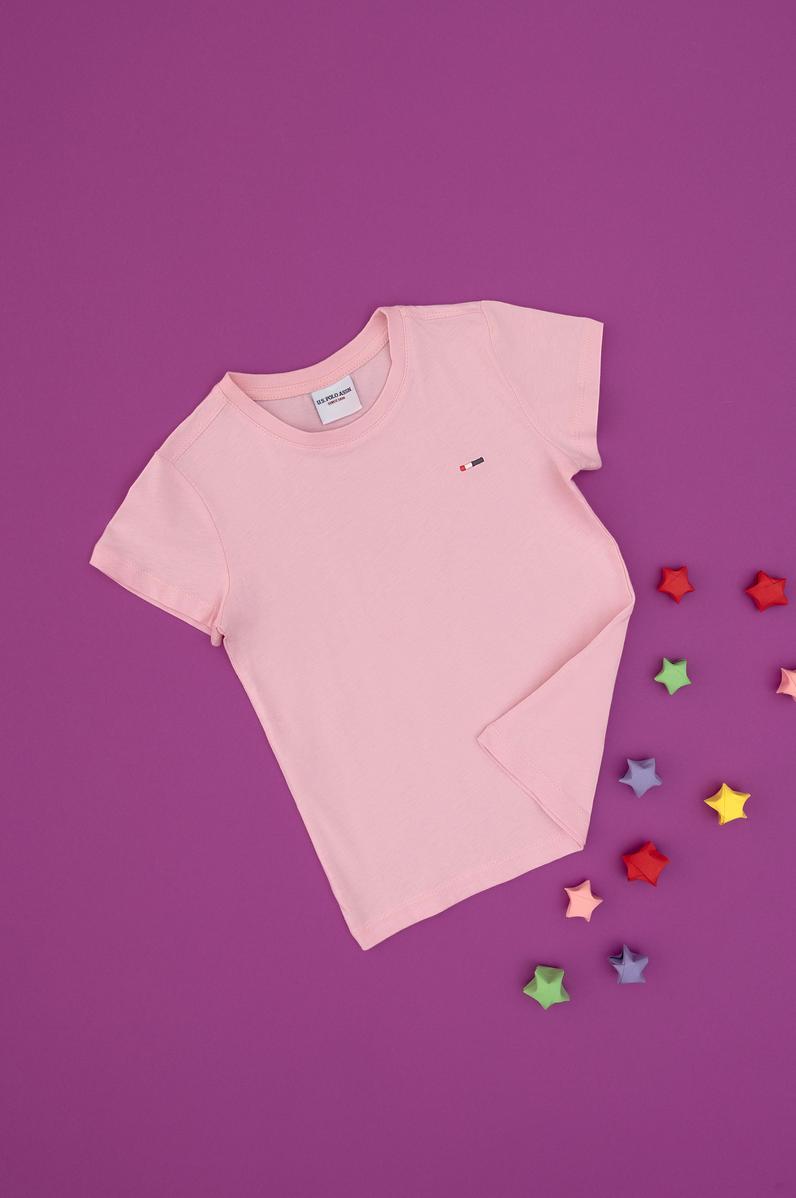 Erkek Çocuk Açık Pembe Basic Bisiklet Yaka Tişört