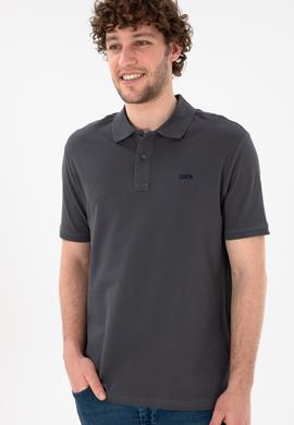Erkek Regular Fit Polo Yaka Antrasit Basic Tişört - 50306007258