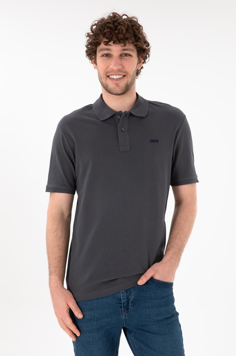 Erkek Regular Fit Polo Yaka Antrasit Basic Tişört