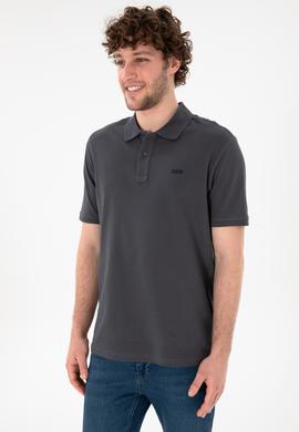 Erkek Regular Fit Polo Yaka Antrasit Basic Tişört - 50306007258