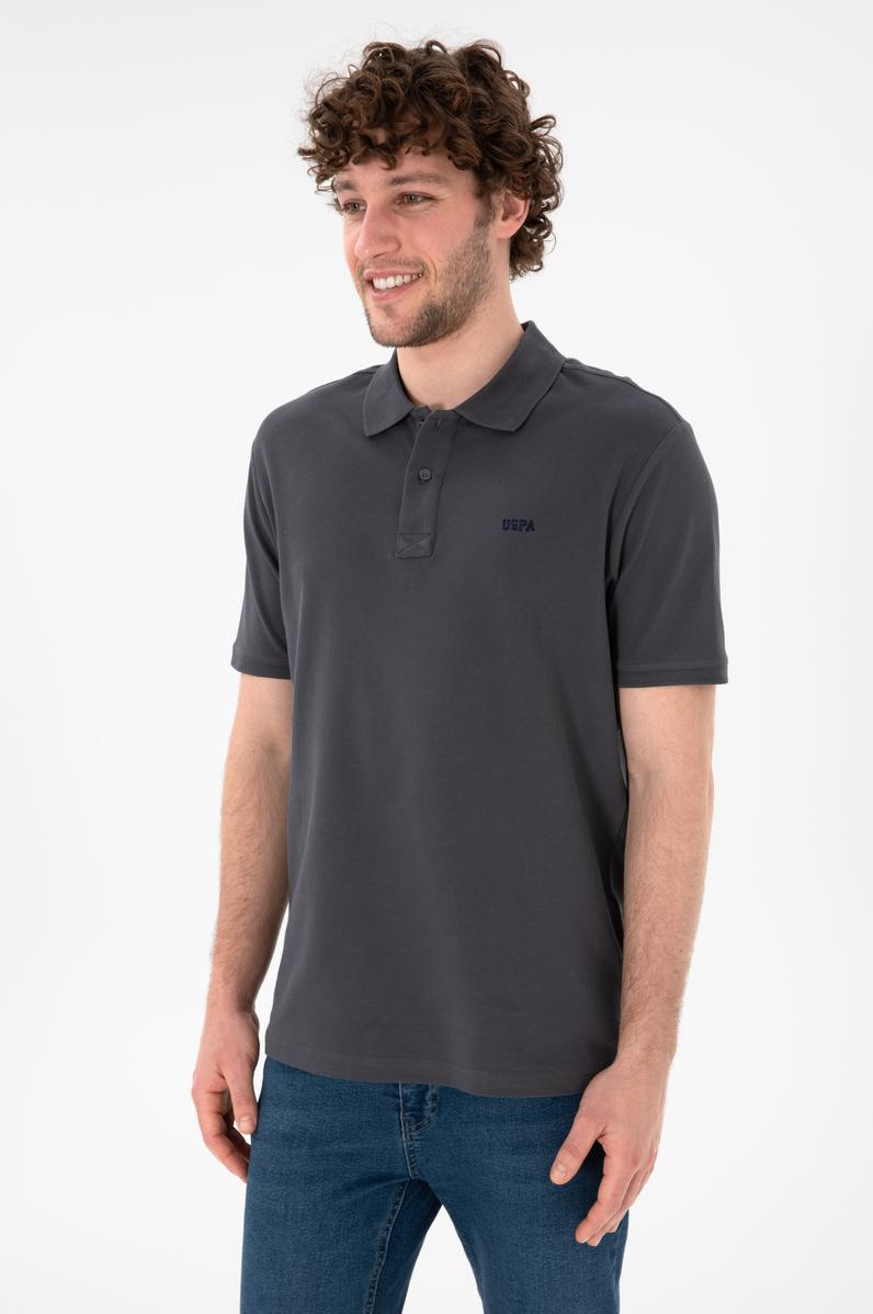 Erkek Regular Fit Polo Yaka Antrasit Basic Tişört