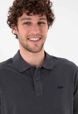 Erkek Regular Fit Polo Yaka Antrasit Basic Tişört - 50306007258