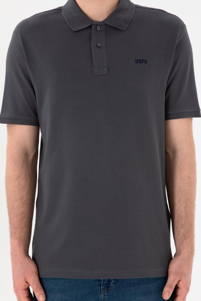 Erkek Regular Fit Polo Yaka Antrasit Basic Tişört - 50306007258