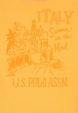 Kız Çocuk Turuncu Bisiklet Yaka Baskılı Pamuk Tişört - 50306178013