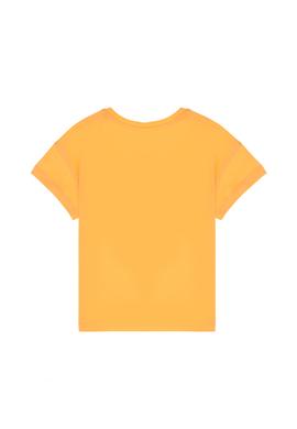 Kız Çocuk Turuncu Bisiklet Yaka Baskılı Pamuk Tişört - 50306178013