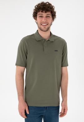 Erkek Regular Fit Polo Yaka Koyu Haki Basic Tişört - 50306007337