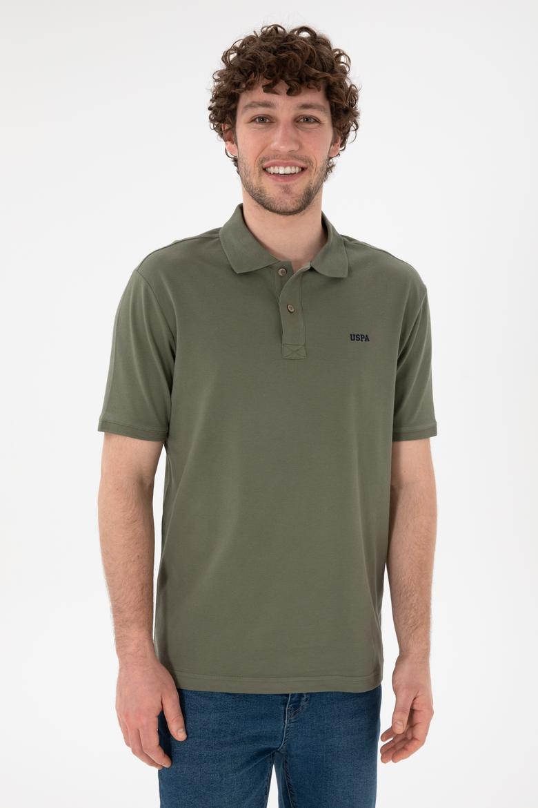 Erkek Regular Fit Polo Yaka Koyu Haki Basic Tişört - 50306007337