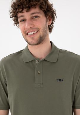 Erkek Regular Fit Polo Yaka Koyu Haki Basic Tişört - 50306007337