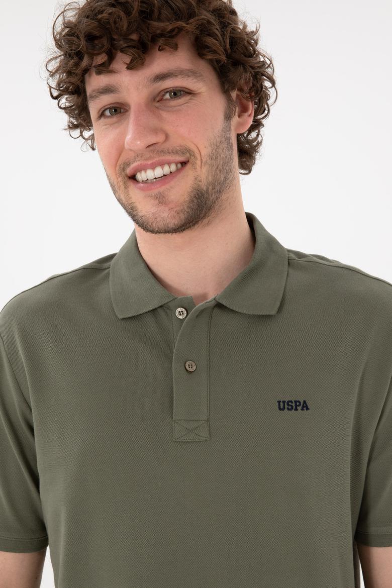 Erkek Regular Fit Polo Yaka Koyu Haki Basic Tişört - 50306007337