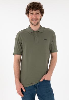 Erkek Regular Fit Polo Yaka Koyu Haki Basic Tişört - 50306007337