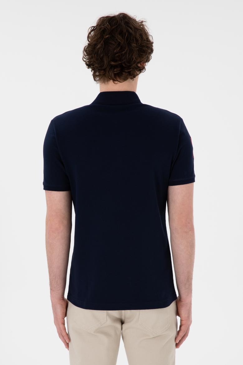 Erkek Slim Fit Polo Yaka Lacivert Basic Tişört - 50305929038