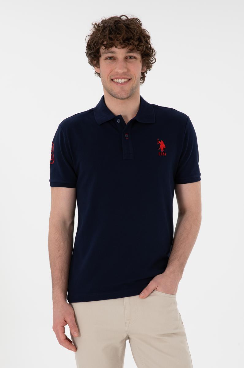 Erkek Slim Fit Polo Yaka Lacivert Basic Tişört