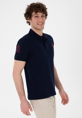 Erkek Slim Fit Polo Yaka Lacivert Basic Tişört - 50305929038