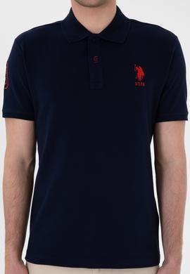 Erkek Slim Fit Polo Yaka Lacivert Basic Tişört - 50305929038