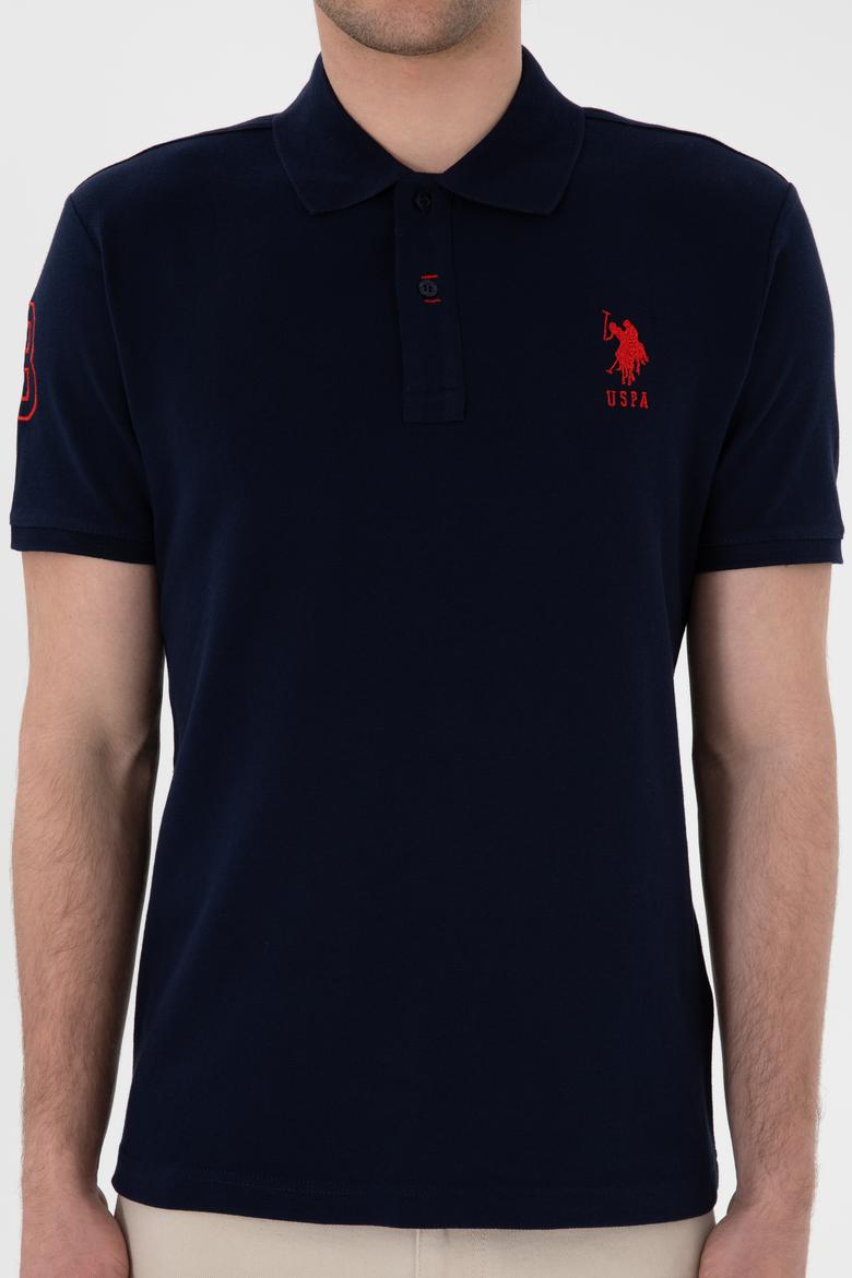 Erkek Slim Fit Polo Yaka Lacivert Basic Tişört - 50305929038