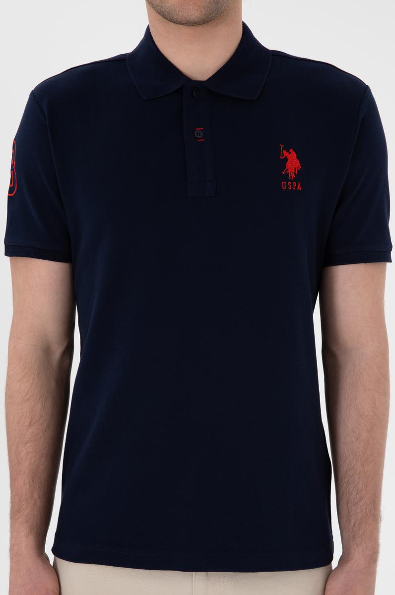Erkek Slim Fit Polo Yaka Lacivert Basic Tişört